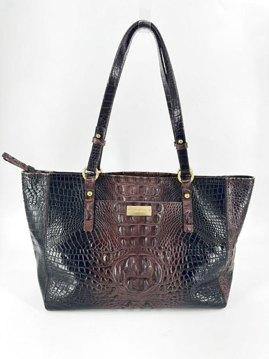 BRAHMIN Chocolate Embossed Leather Purse