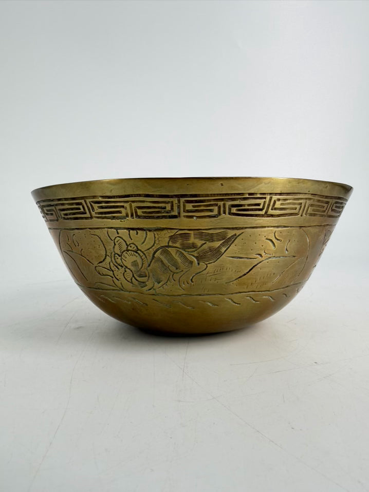 Oriental Brass Etched Bowl