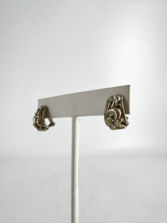 CHARLES KRYPELL STERLING SILVER Swirl Hoop Lever Back Earrings