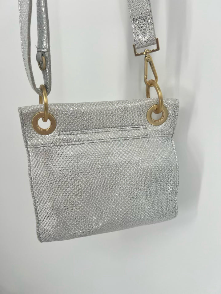 HAMMITT Silver Leather Embossed Crossbody Bag