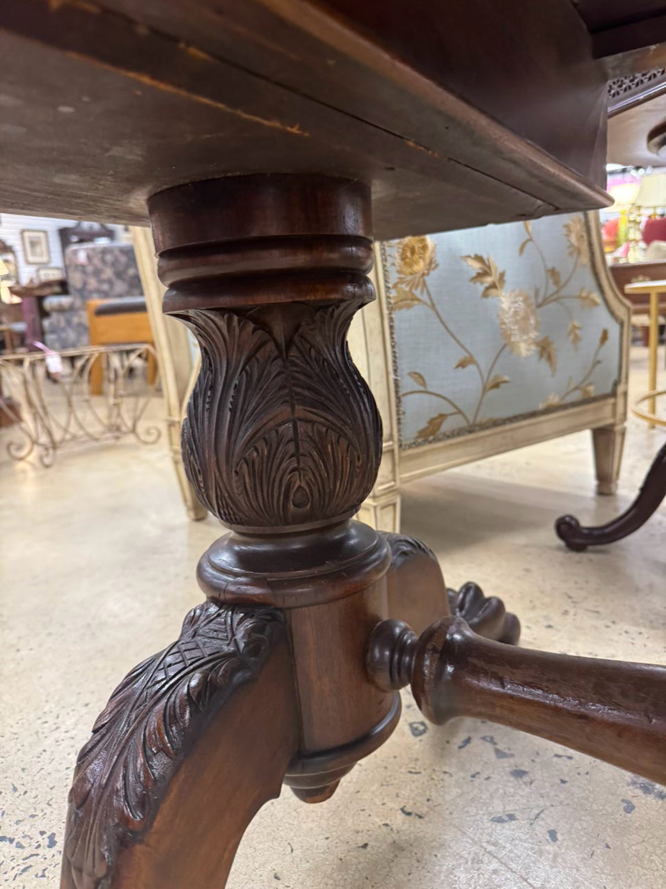 ANTIQUE Wood Lion Feet Desk