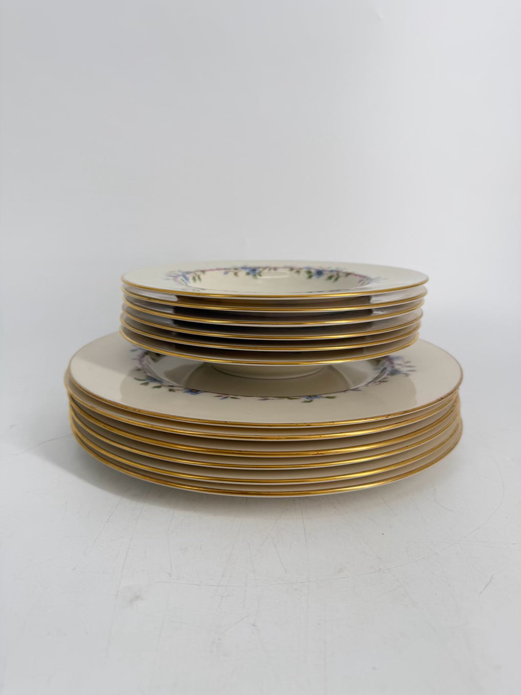 LENOX White, Pink & Blue China Belvidere 6 Piece Dinnerware Setting For 8