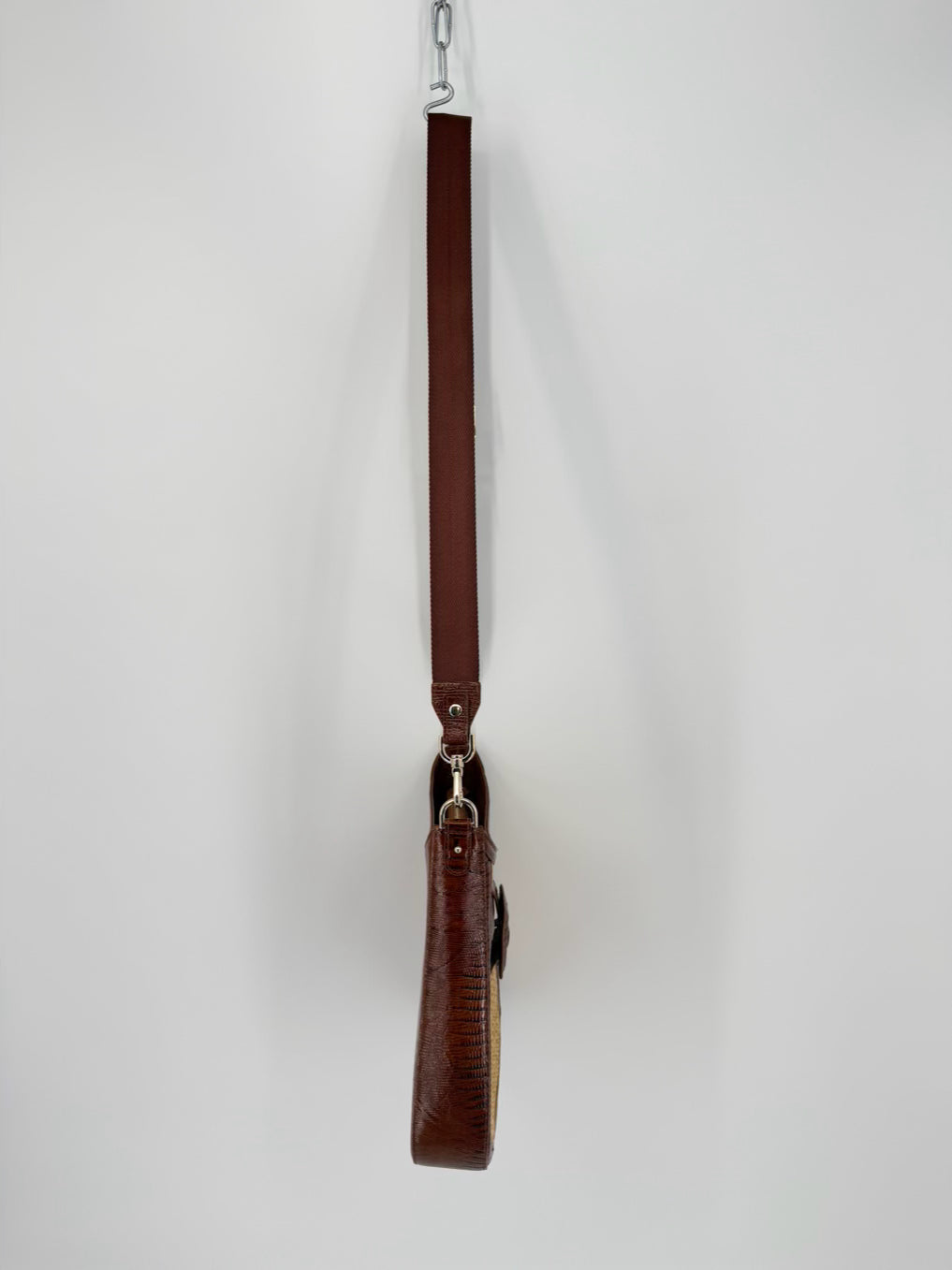 BRAHMIN Cognac & Natural Raffia & Leather Purse