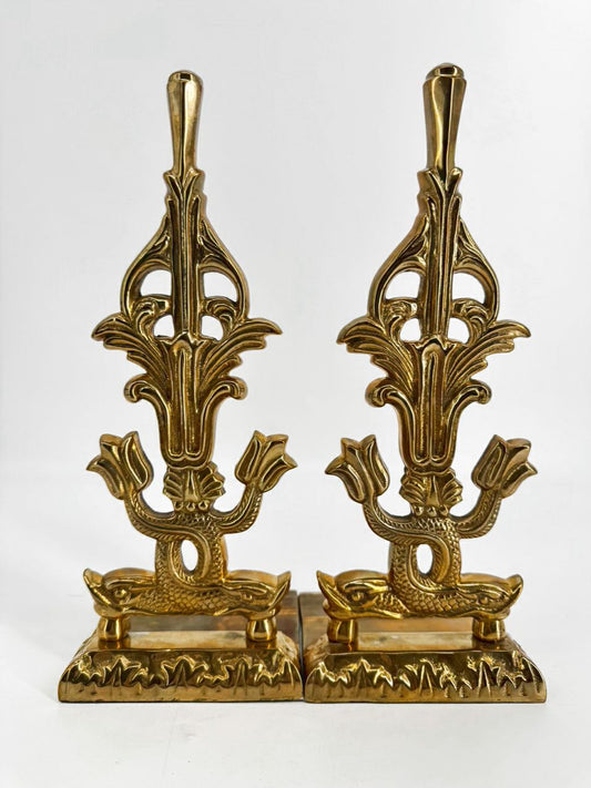 MOTTAHEDEH Brass Art Deco Koi Fish Pair of Bookends