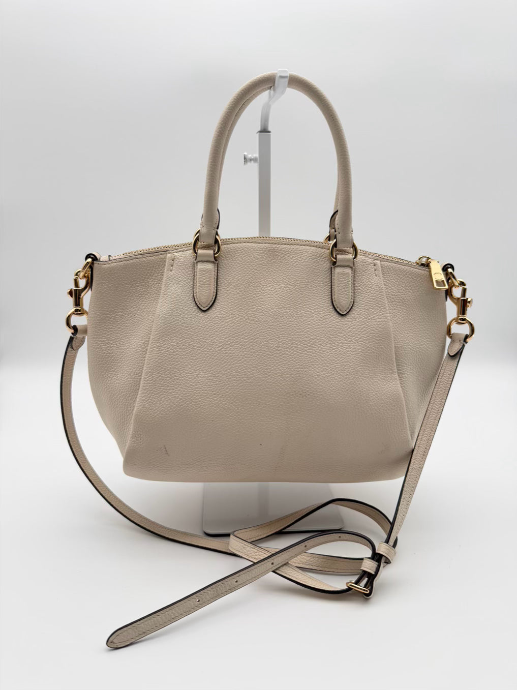 COACH Elise Satchel Cream Leather Purse