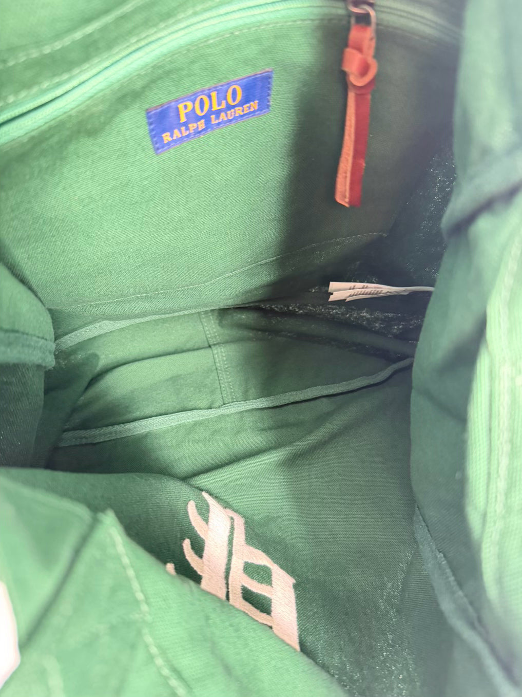 POLO RALPH LAUREN Hunter Green Canvas Letter Tote Bag NWT