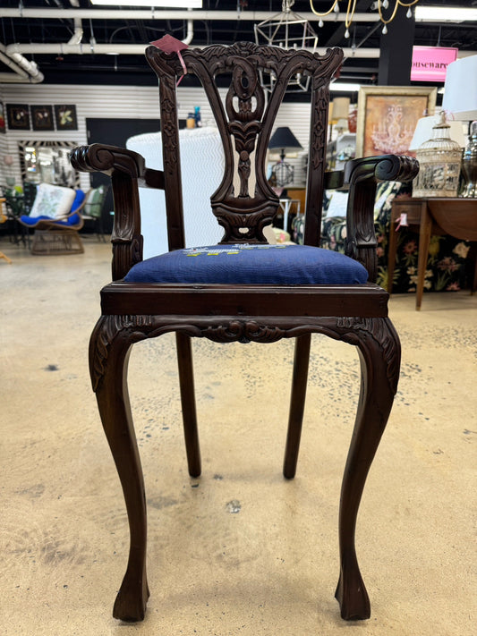 Mahogany Queen Ann Rabbits Upholstered Youth Chair