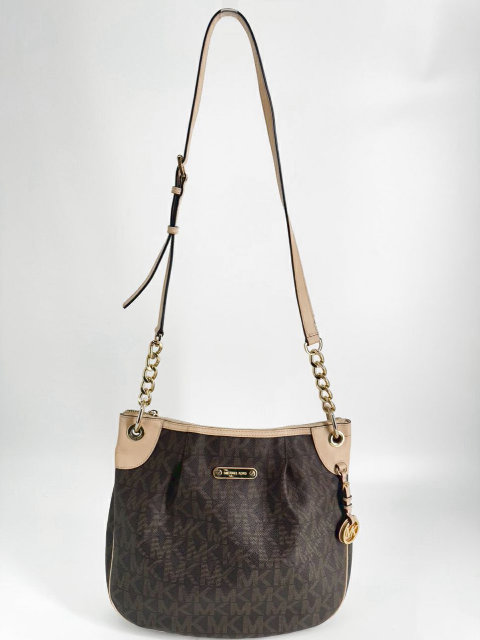 MICHAEL KORS Brown Logo Coated Canvas Purse