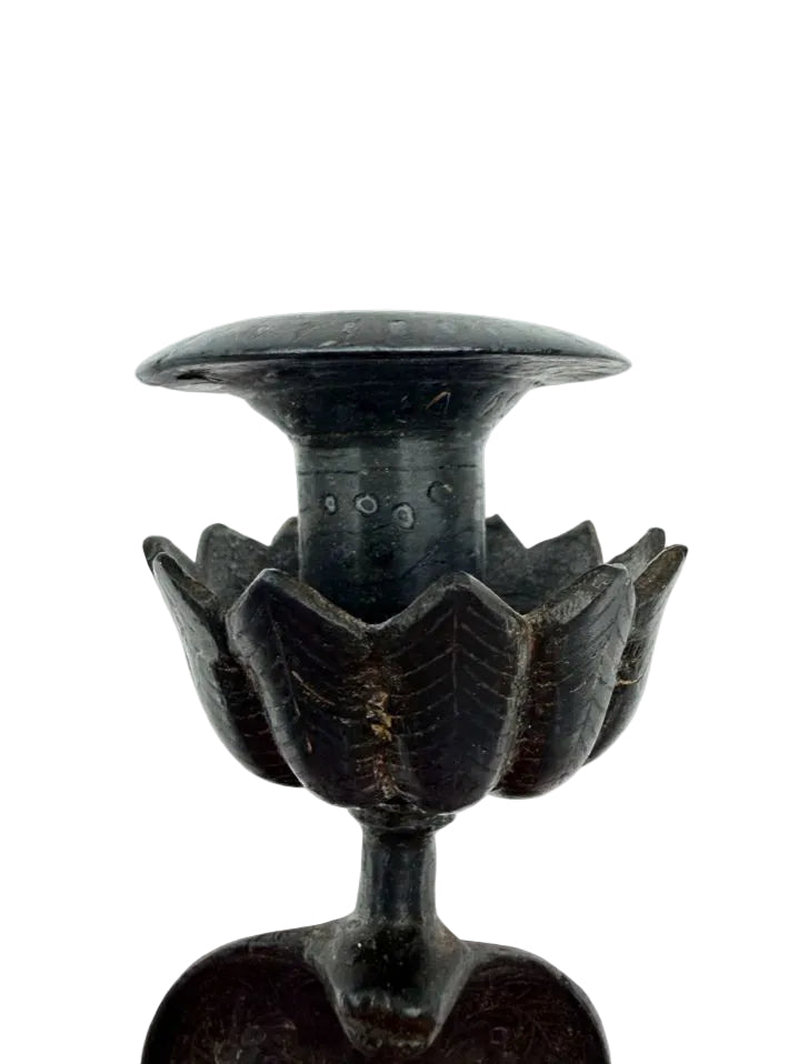 VINTAGE Gray Metal Cobra Candleholder