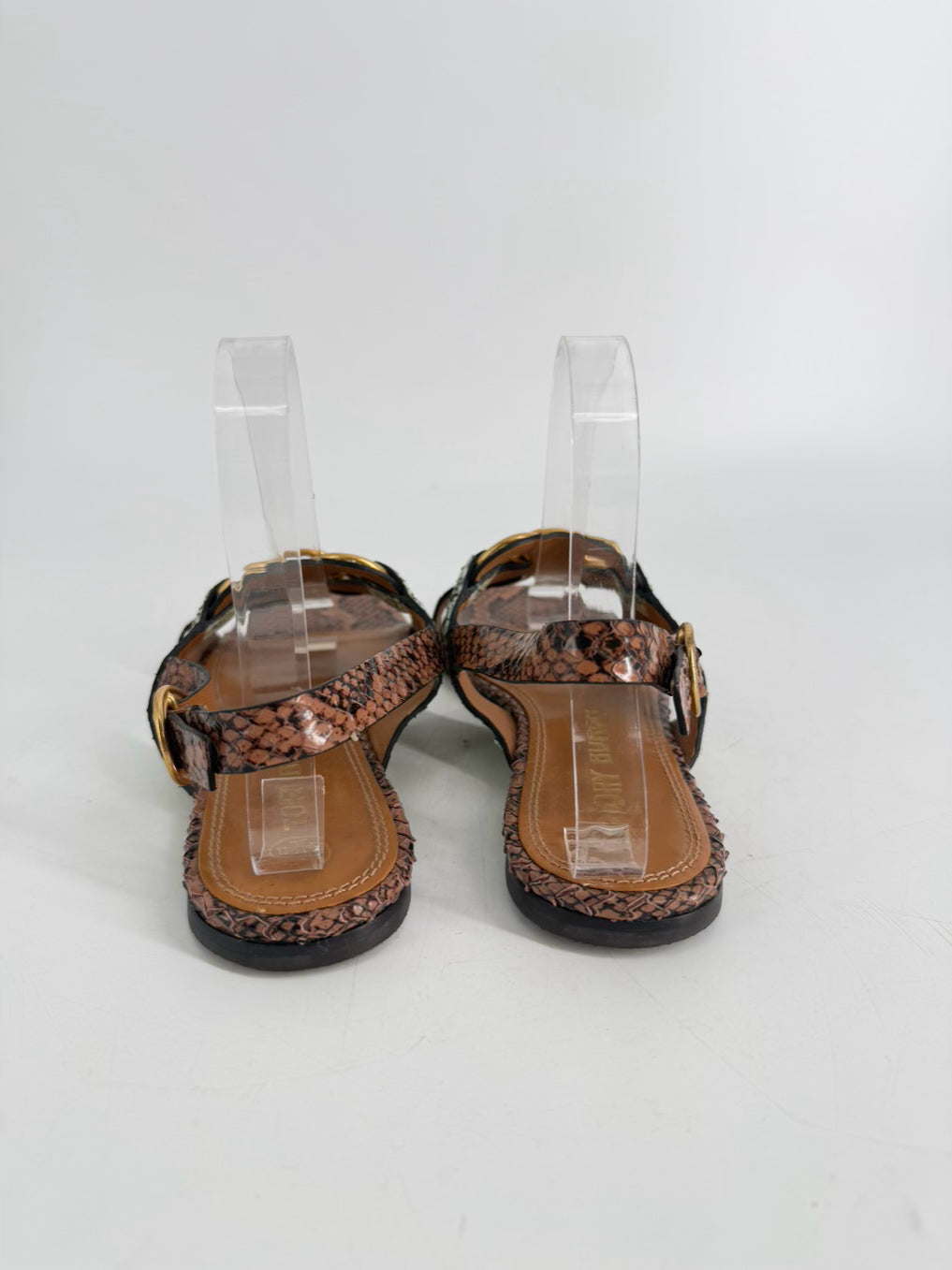 TORY BURCH Size 8.5 Brown, Mint & Orange Leather Animal Print Sandals