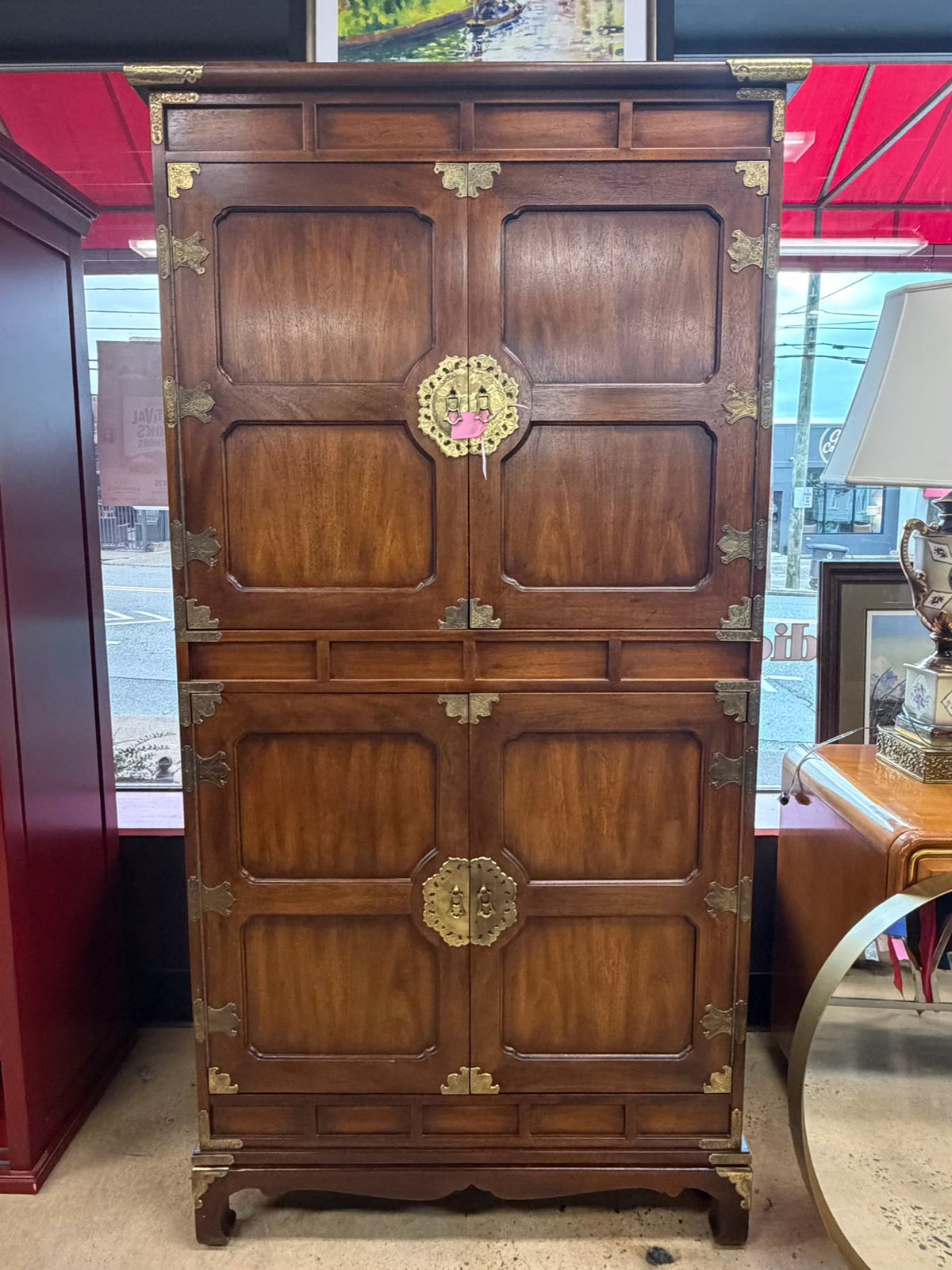 Dark Mahogany Asian Armoire w/ Drawers