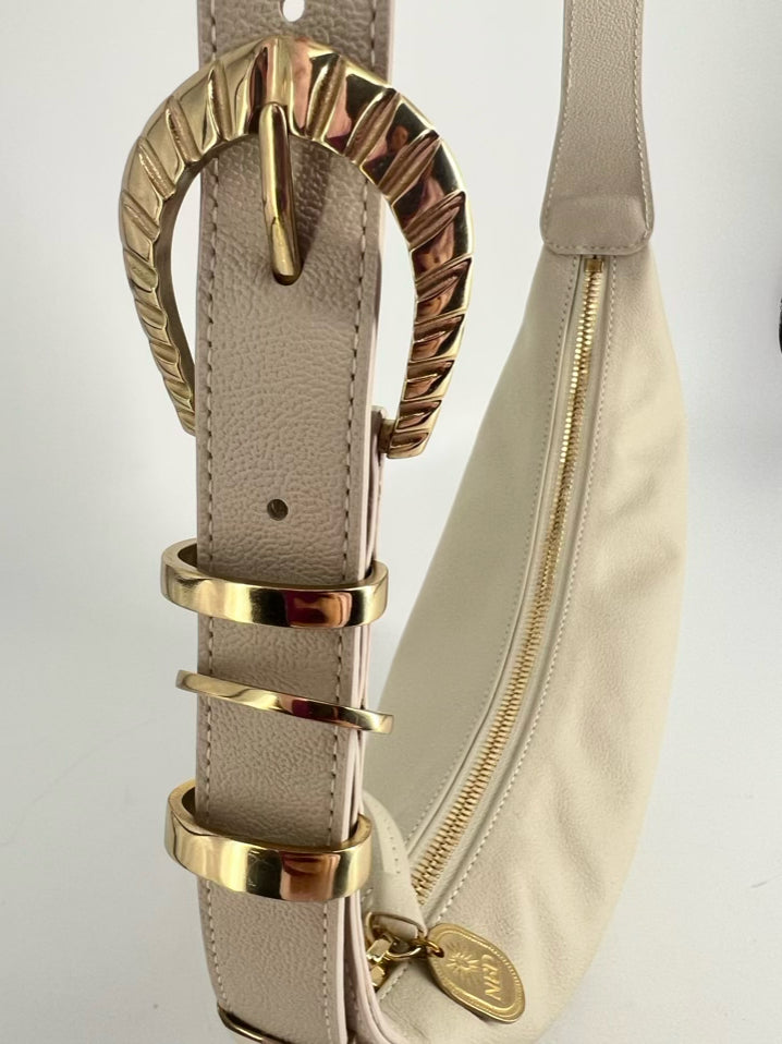 NATALIE BORTON Cream Faux Leather Crossbody Bag NWT