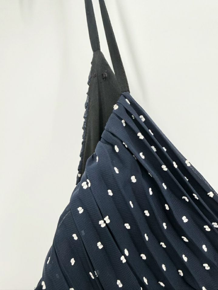 SELF PORTRAIT Size Wmn's 10 Navy Lace Detail Pleated Sleeveless Maxi-Dress NWT