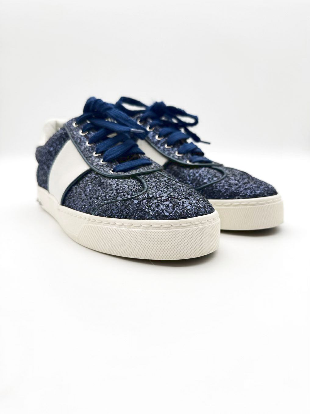 VALENTINO GARAVANI WMNS Size 38 Blue & White Sparkle Sneakers