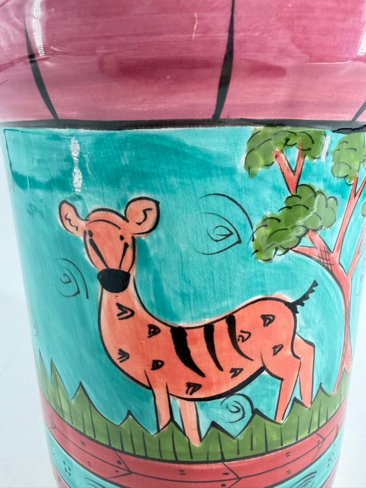 ZIMBABWE Multi Colored Ceramic Small Jar w/ Lid