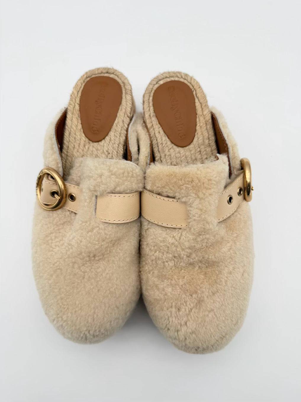 SEE BY CHLOE WMNS Size 36 Cream Shearling Mules