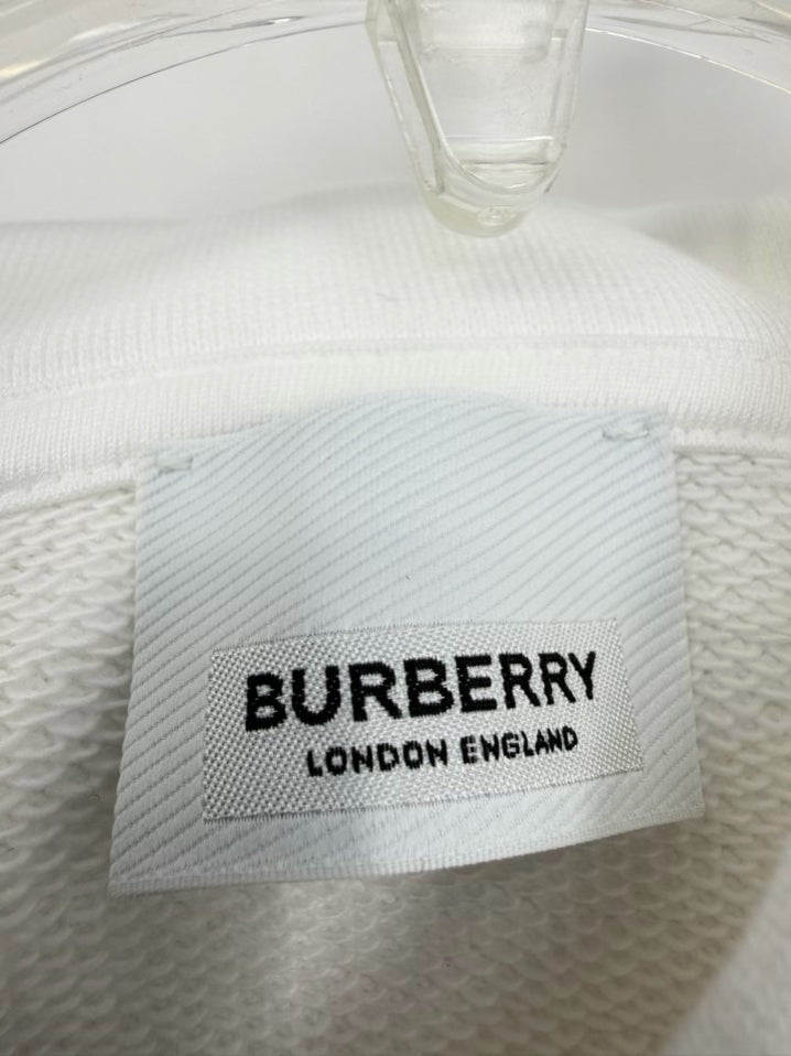 BURBERRY LONDON Wmn's Size M White & Beige Print Monogram Hoodie