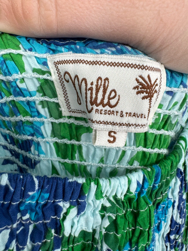 MILLIE Size S Blue & Green Floral Maxi-Dress