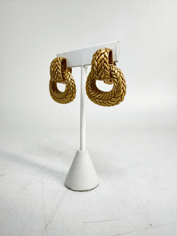 JULIE VOS 24K GOLD Overlay Door Knocker Clip On Earrings