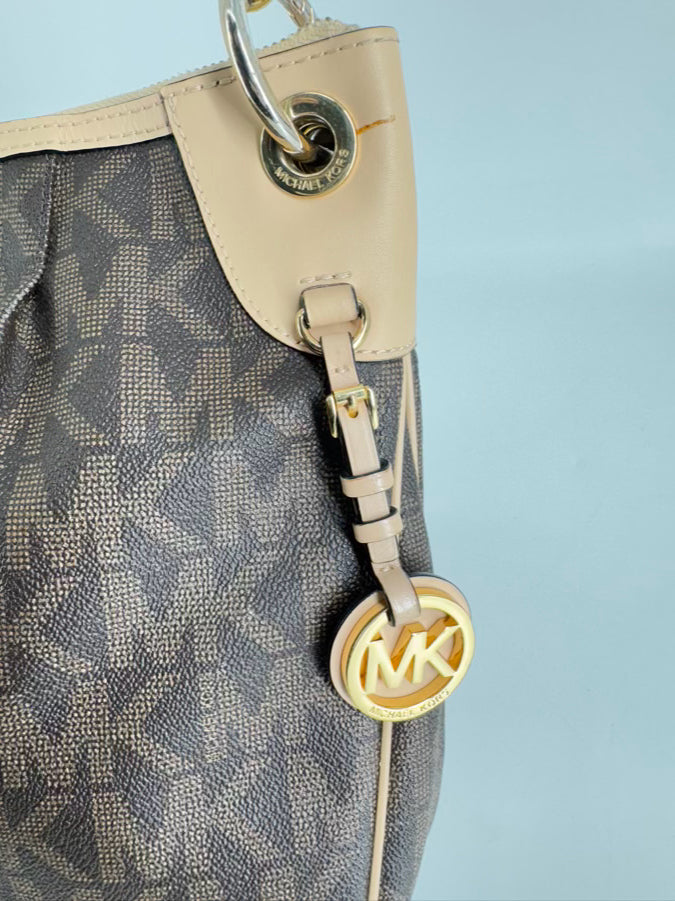 MICHAEL KORS Brown Logo Coated Canvas Purse