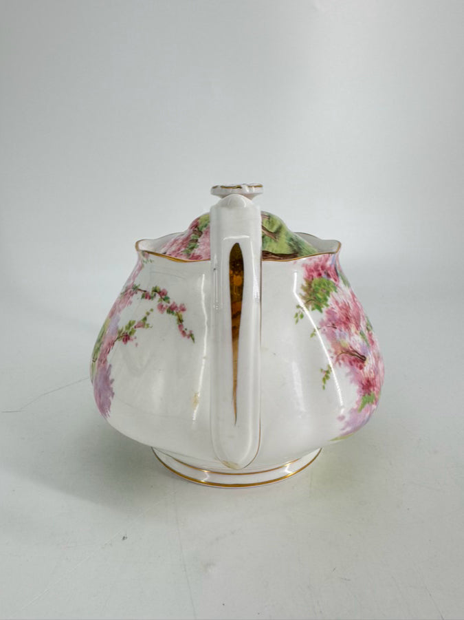 ROYAL ALBERT Pink & Green Bone China Blossom Time Tea Pot