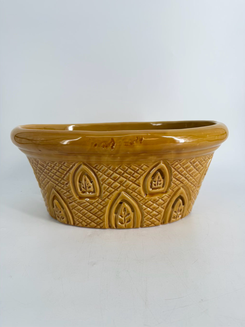 VIETRI Gold Pottery Oval Planter w/ Cutout Design