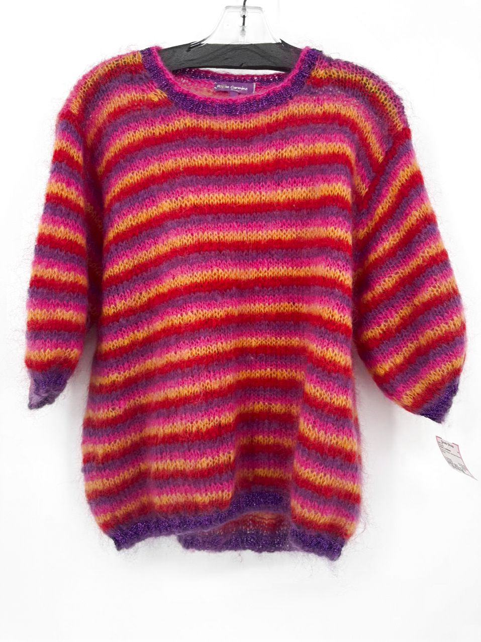 ROSE CARMINE Size 2 Red & Purple Mohair Blend Stripe Sweater