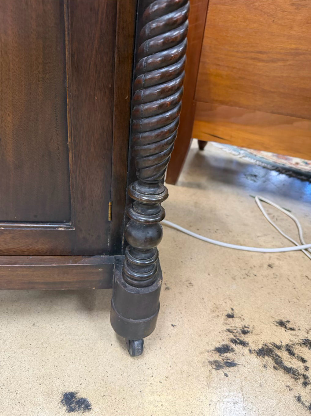 Dark Wood Drop Front Desk w/ Lower Cabinet