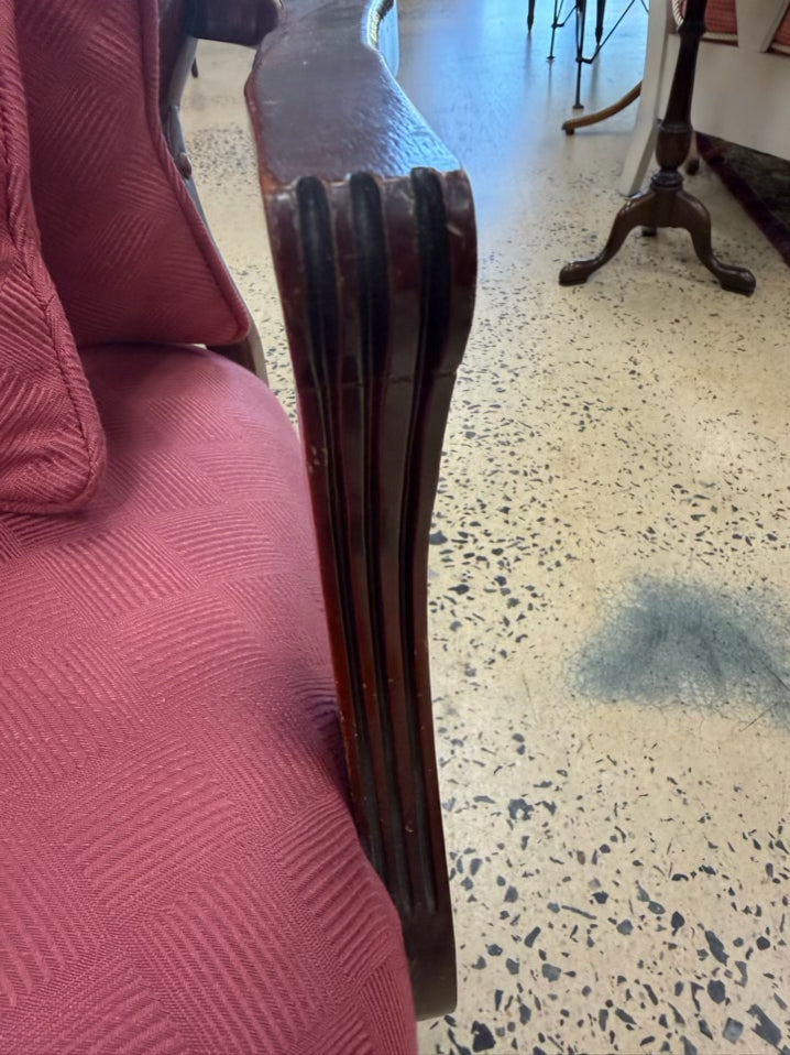 VINTAGE Wood Louis XVI Chair w/ Pink Fabric & 2 Pillows