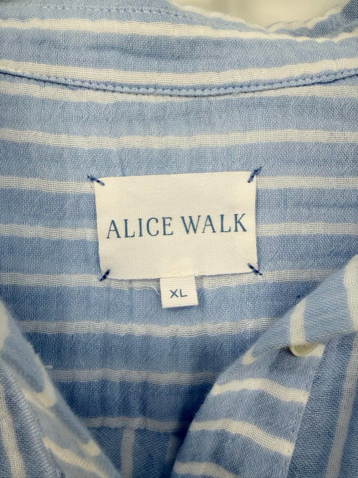 ALICE WALK Size XL Sky Blue Stripe Blouse