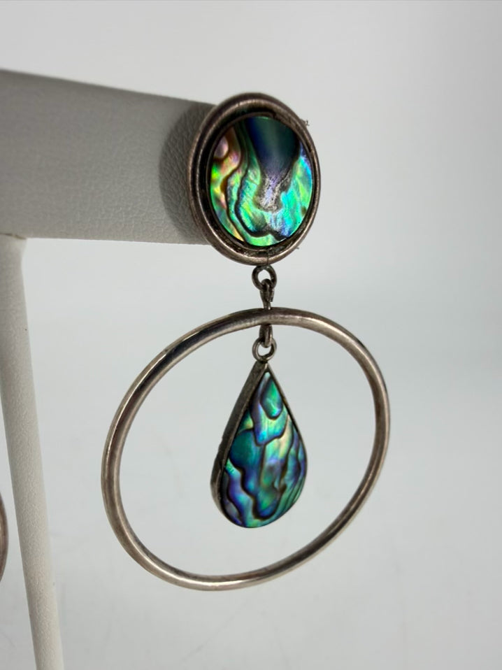 STERLING SILVER Abalone Shell Drop Earrings
