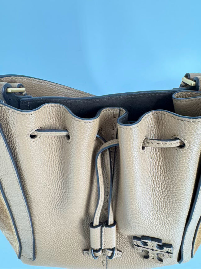 TORY BURCH Cognac Leather McGraw Dragonfly Purse