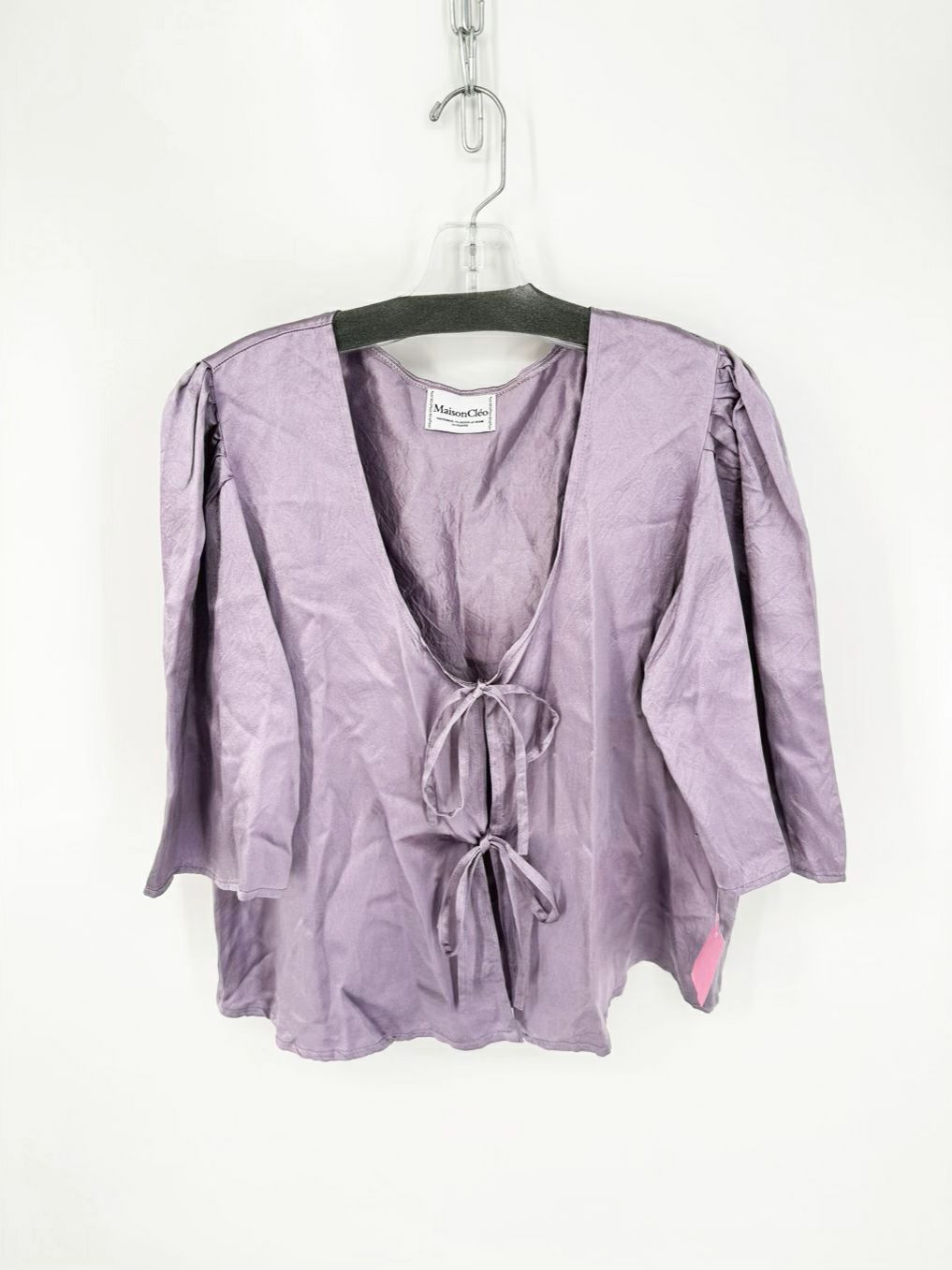 MAISON CLEO Size 38 Lavender Silk Tie up Blouse
