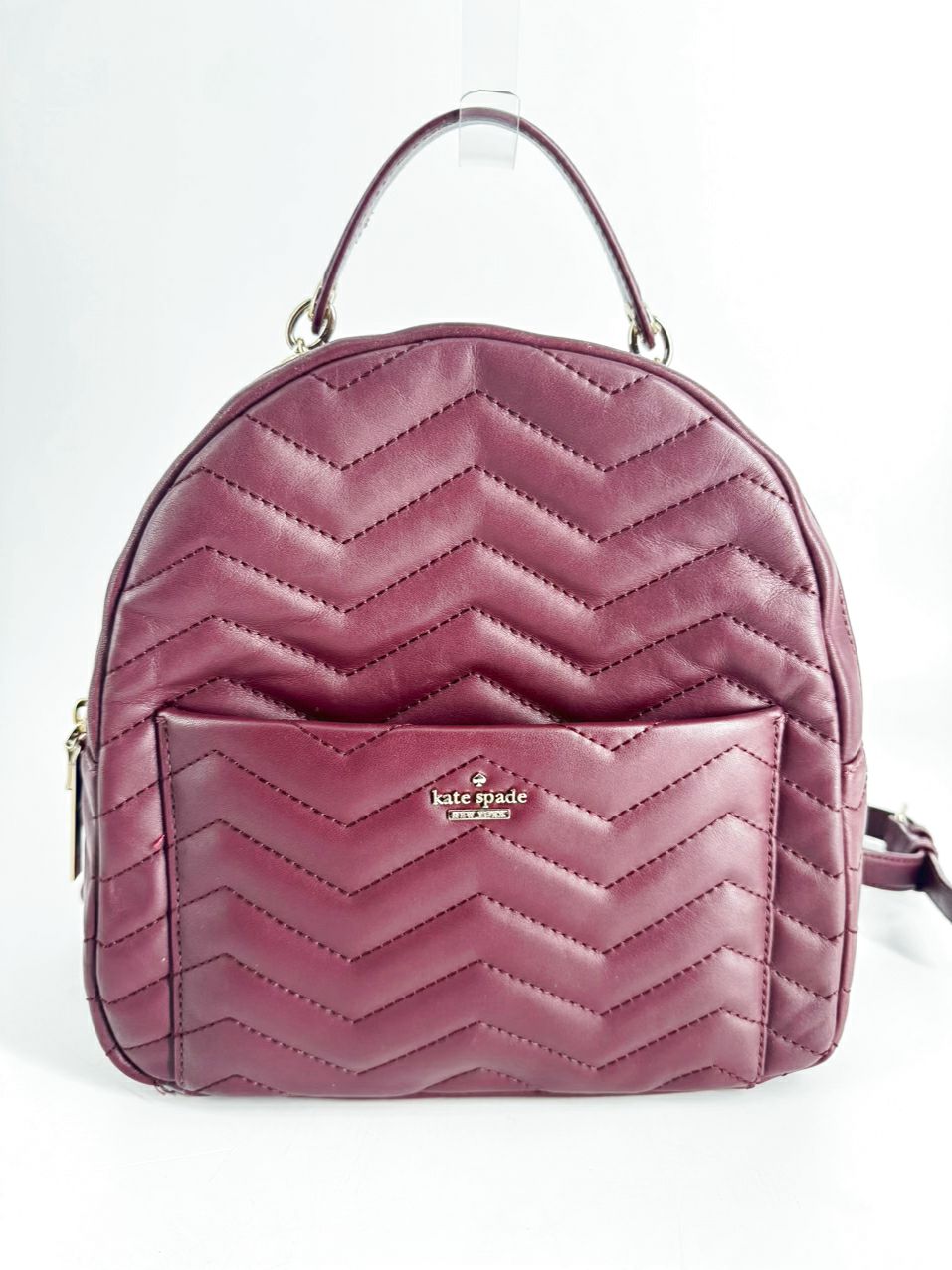 KATE SPADE Burgundy Quilted Leather Backpack