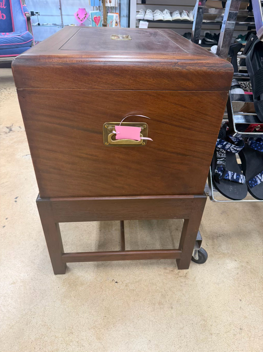 Wood Campaign Silver Chest w/ 3 Drawers