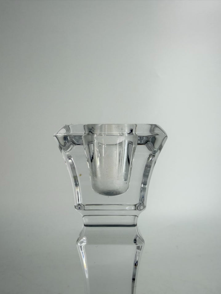 TIFFANY & CO. Clear Glass Short Candleholder w/ Square Base