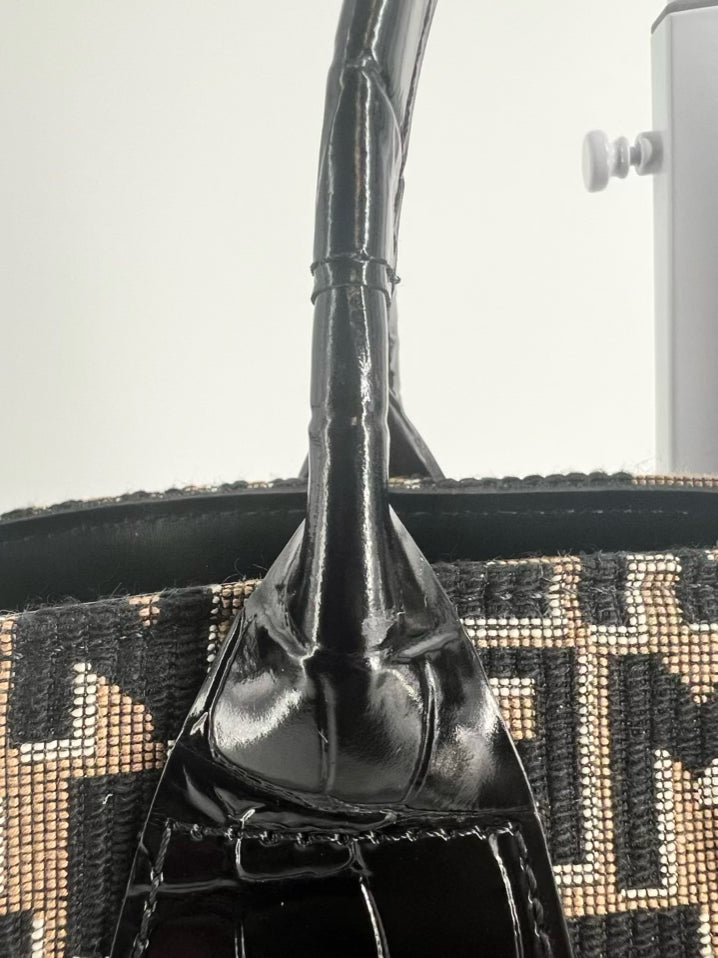 LONGCHAMP Tan & Black Jacquard Monogram Purse