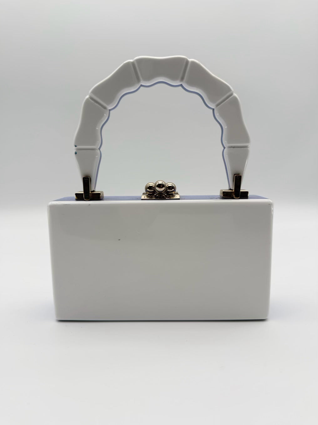 EDIE PARKER Mint, Purple & White Jean Acrylic Shell Shape Clutch Bag