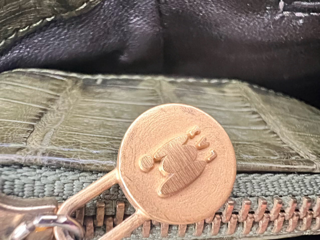 LAI Green Genuine Crocodile Embossed Purse