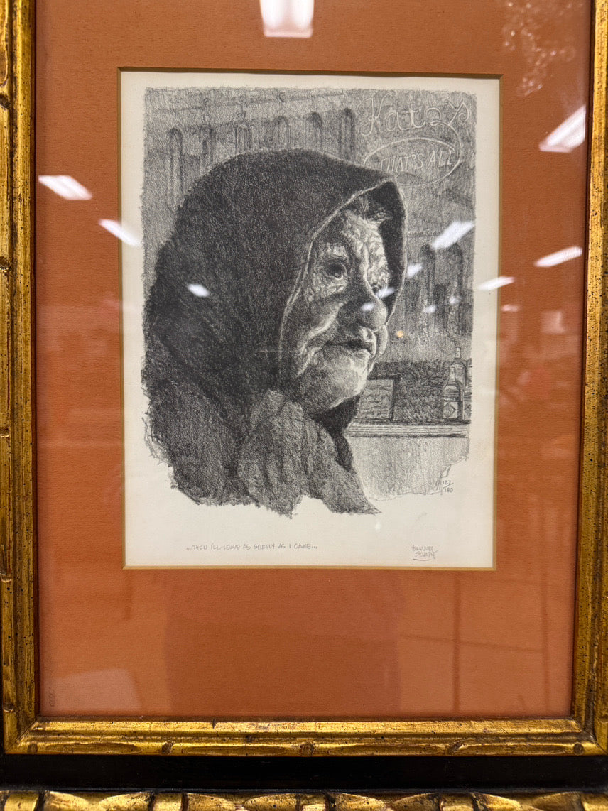 EMANUEL SCHARY "Then I'll Leave As Softly As I Came" Print in Black & Gold Frame