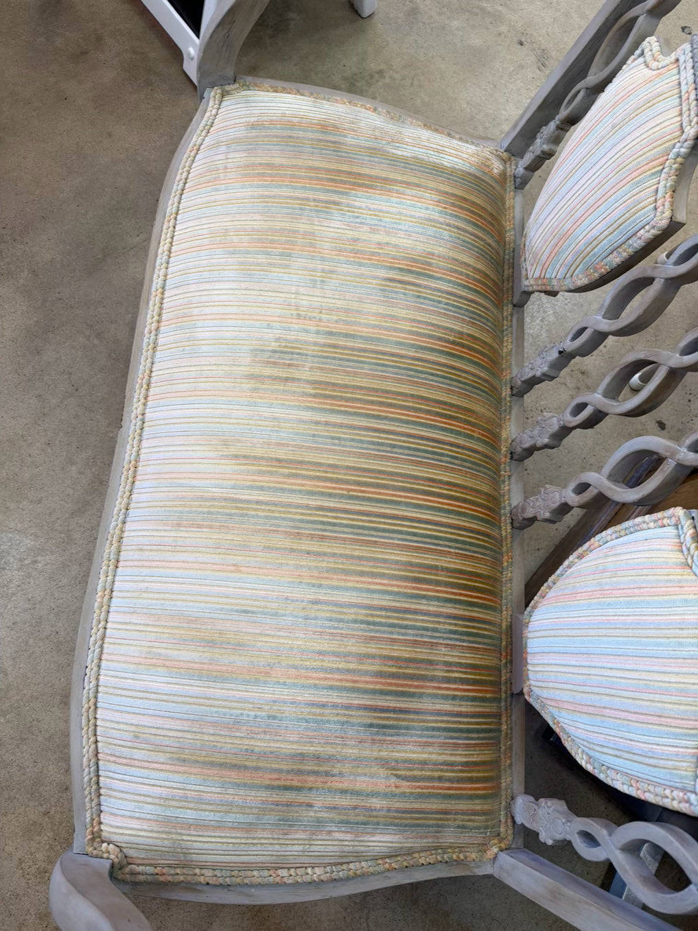 VINTAGE Gray Wood Painted French Bench