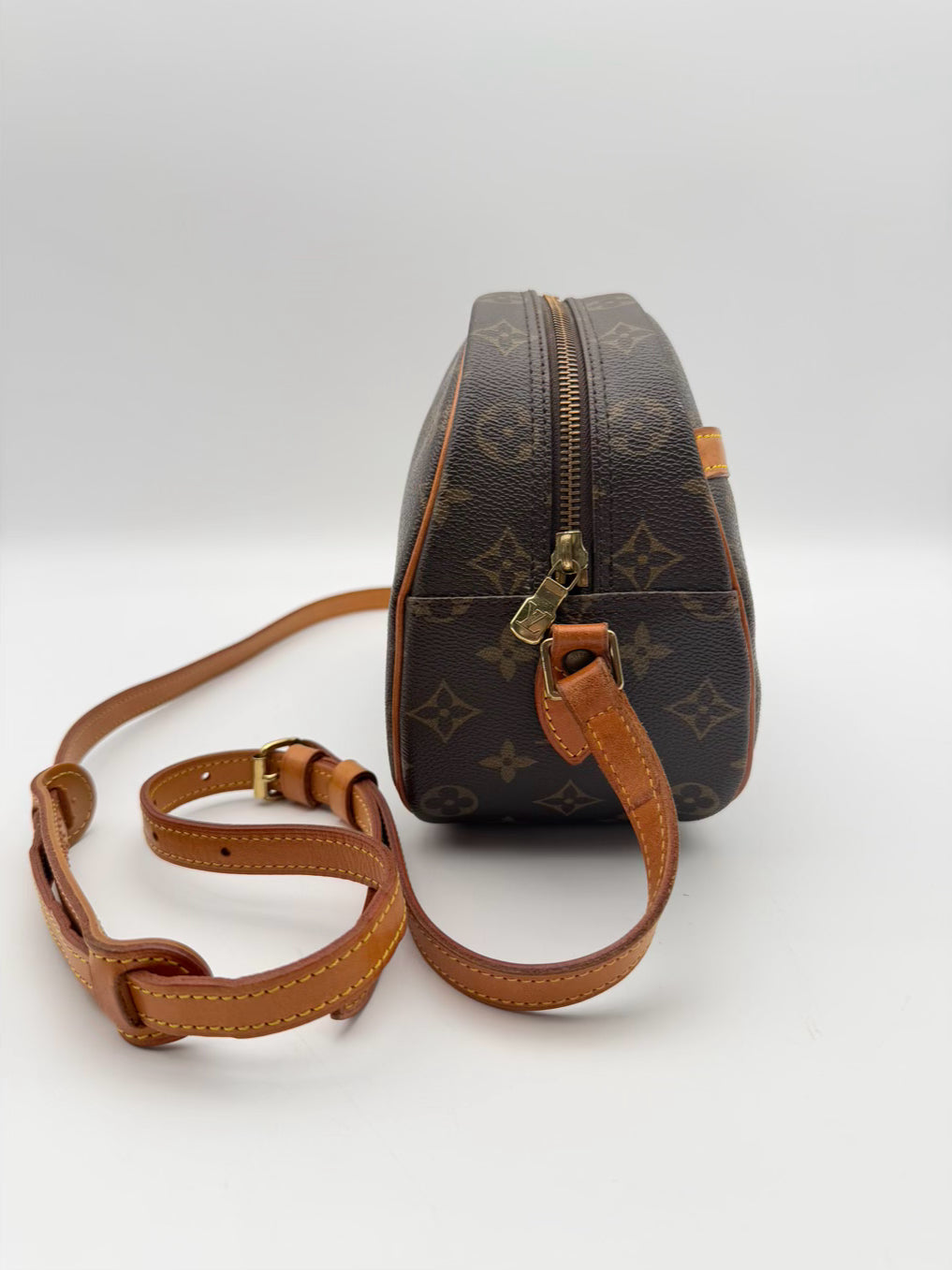 VINTAGE LOUIS VUITTON Brown Coated Canvas Monogram Blois Crossbody Bag