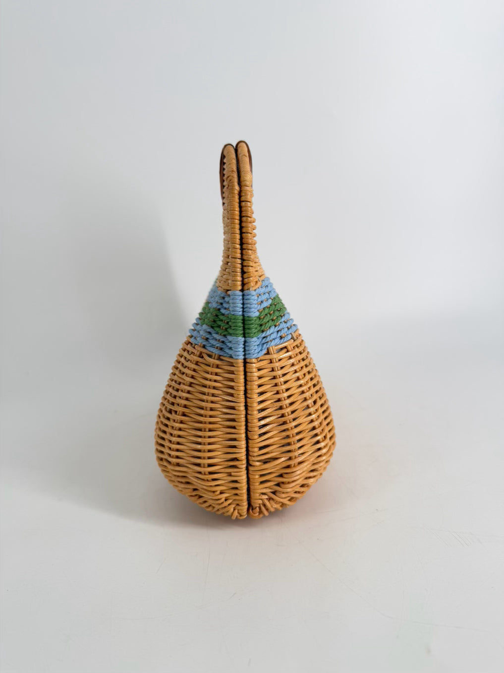 J MCLAUGHLIN Natural & Blue Straw Stripe Clutch Bag