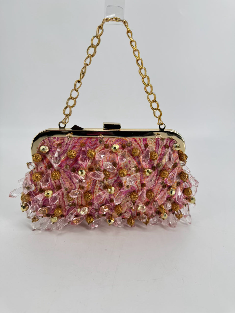 RAFE Pink & Gold Beaded Evening Bag