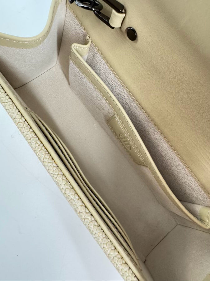 J. MARKELL Cream Leather Stingray Print Crossbody Bag