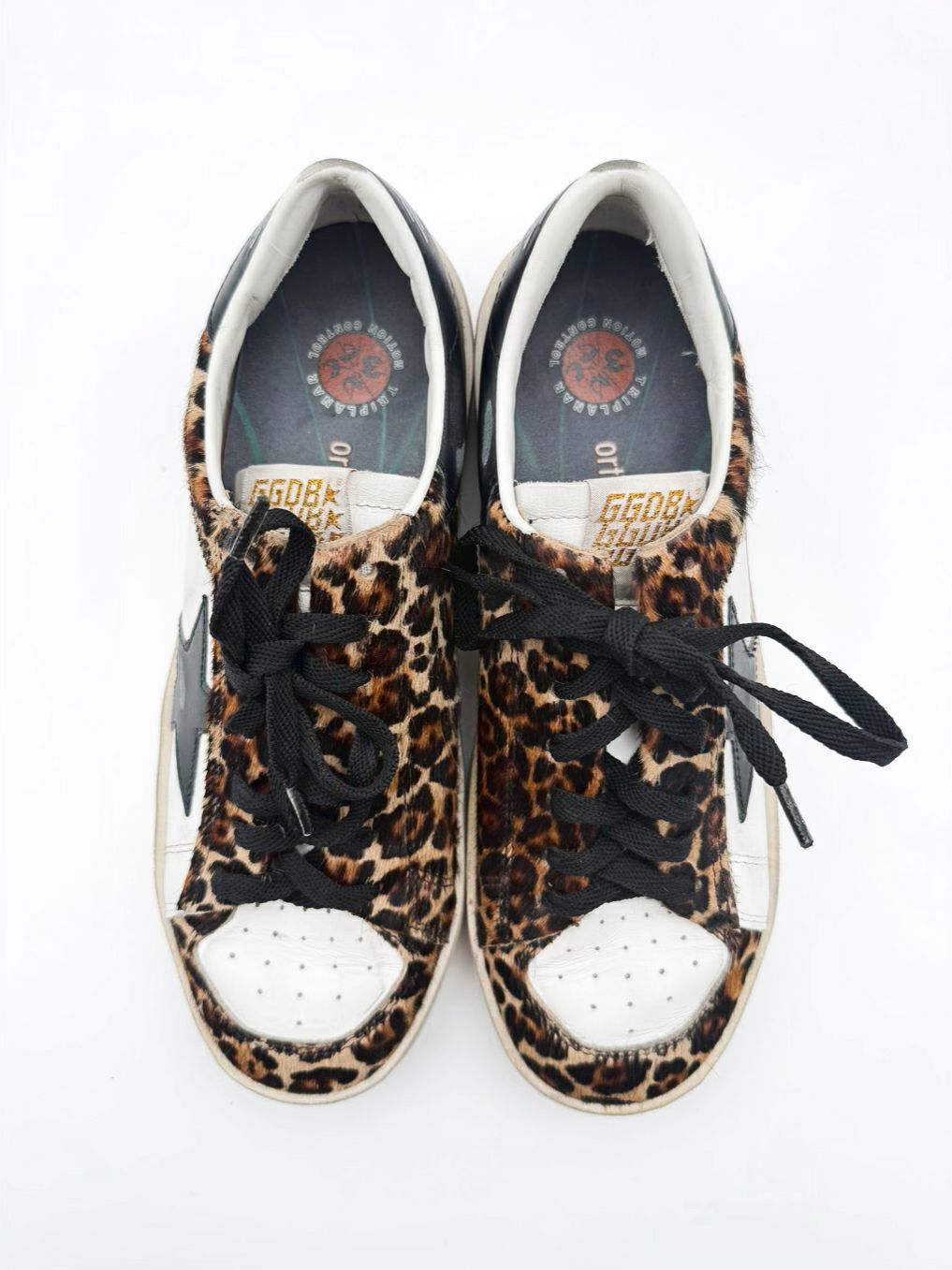 GOLDEN GOOSE WMNS Size 38 White & Brown Animal Print Sneakers