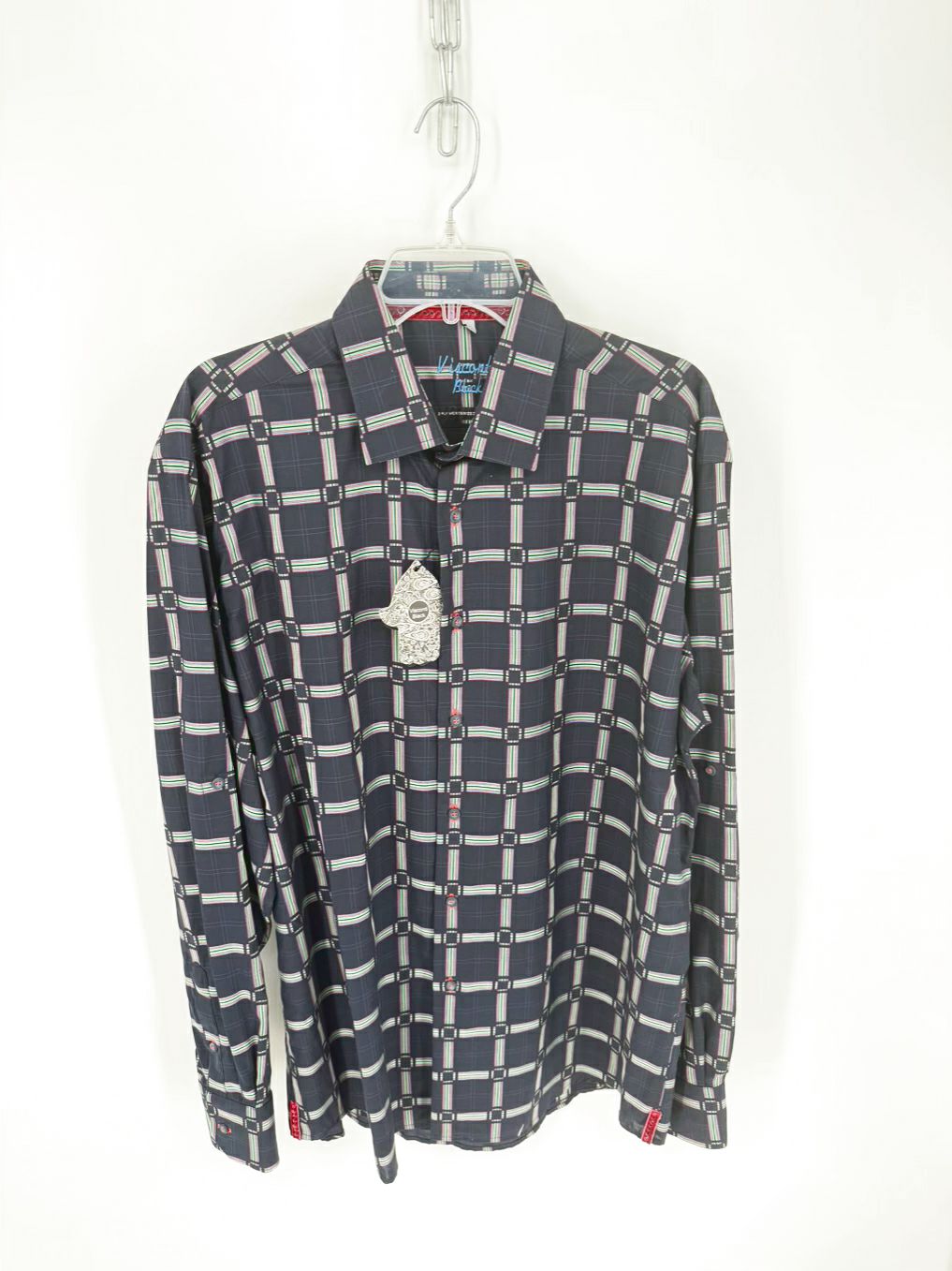 VISCONTI BLACK Size XL Black Print Long Sleeve Shirt NWT