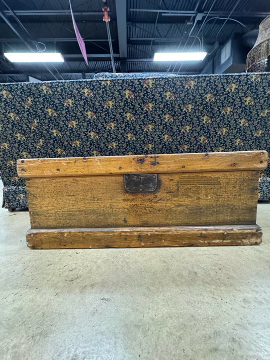 ANTIQUE Pine Tool Trunk w/ Handles