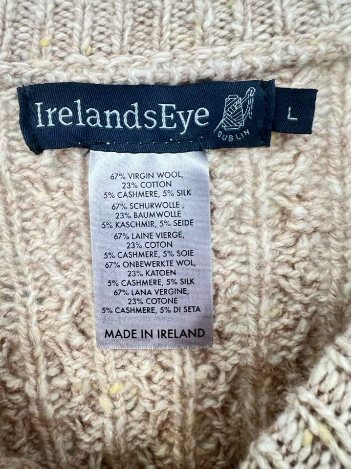 IRELANDSEYE Size L Latte Cable Knit Sweater