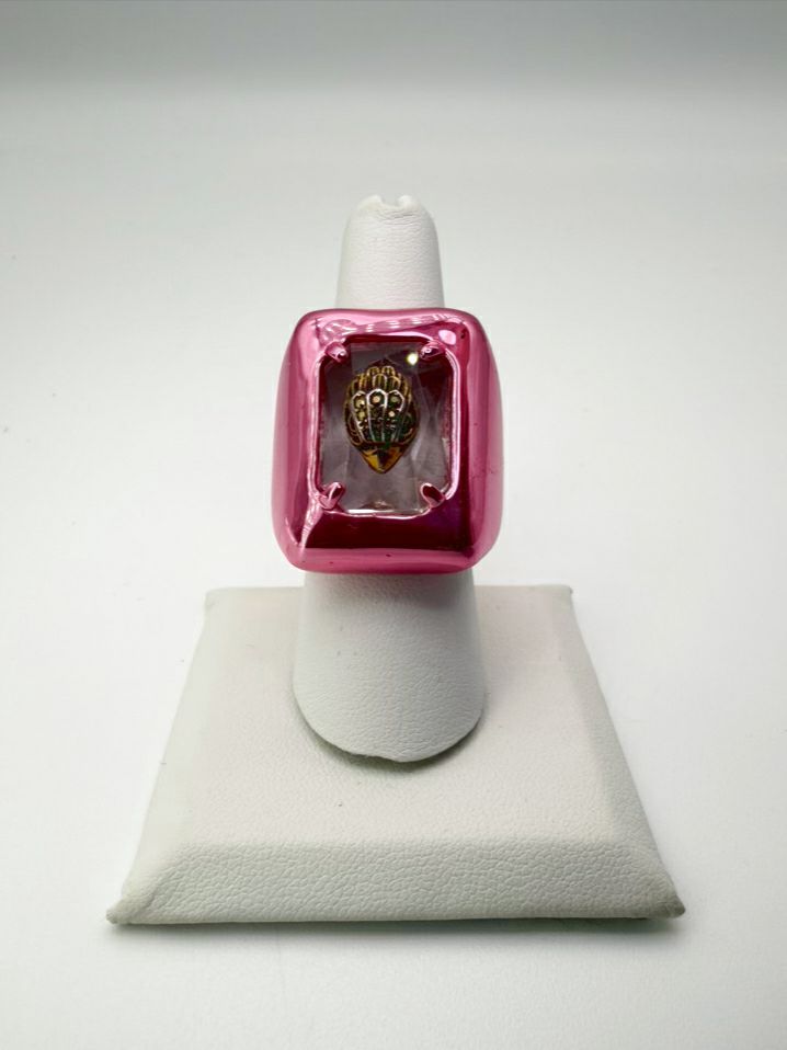 KURT GEIGER Mettalic Pink Earring & Ring Set
